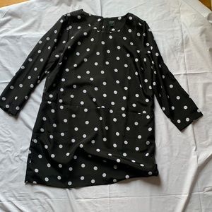 J Crew.   Black and white Polk dots.  Lined.  NEVER WORN.